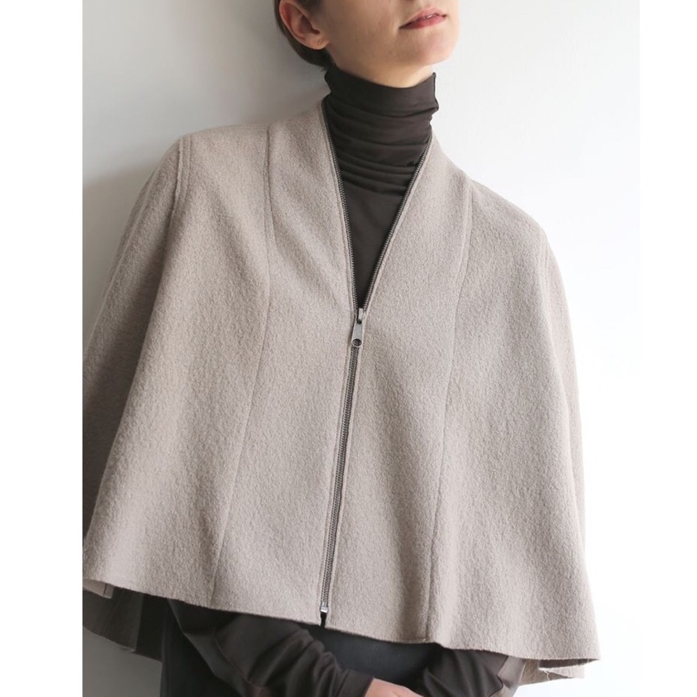 Wool Zip Up Cape